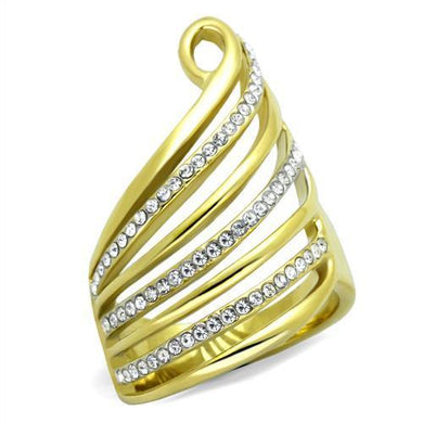 Gold Rings for Womens Two-Tone IP Gold (Ion Plating) Stainless Steel Ring with Top Grade Crystal in Clear TK1909 - Jewelry Store by Erik Rayo