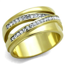 Load image into Gallery viewer, Gold Rings for Womens Two-Tone IP Gold (Ion Plating) Stainless Steel Ring with Top Grade Crystal in Clear TK1914 - Jewelry Store by Erik Rayo
