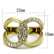 Load image into Gallery viewer, Gold Rings for Womens Two-Tone IP Gold (Ion Plating) Stainless Steel Ring with Top Grade Crystal in Clear TK2253 - Jewelry Store by Erik Rayo
