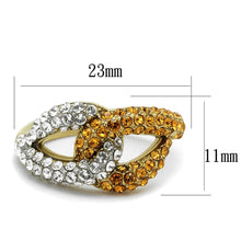 Load image into Gallery viewer, Gold Rings for Womens Two-Tone IP Gold (Ion Plating) Stainless Steel Ring with Top Grade Crystal in Topaz TK2251 - Jewelry Store by Erik Rayo
