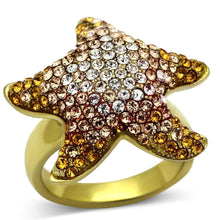Load image into Gallery viewer, Womens Gold Starfish Ring 316L Stainless Steel Anillo Color Oro Para Mujer Ninas Acero Inoxidable with Top Grade Crystal in Multi Color Orpah - Jewelry Store by Erik Rayo
