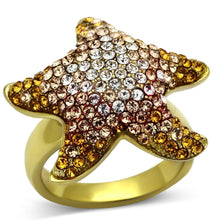 Load image into Gallery viewer, Womens Gold Starfish Ring Stainless Steel Anillo Color Oro Para Mujer Ninas Acero Inoxidable with Top Grade Crystal in Multi Color Orpah - Jewelry Store by Erik Rayo
