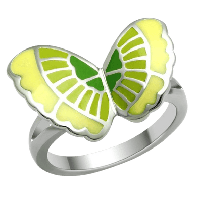 Womens Green Butterfly Ring Anillo Para Mujer y Ninos Kids 316L Stainless Steel Ring with Epoxy - Jewelry Store by Erik Rayo