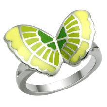 Load image into Gallery viewer, Womens Green Butterfly Ring Anillo Para Mujer Stainless Steel Ring with Epoxy - Jewelry Store by Erik Rayo
