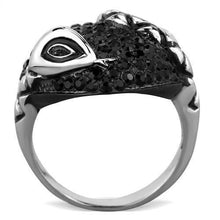 Load image into Gallery viewer, Womens Large Snake Ring Anillo Para Mujer Stainless Steel Ring with Top Grade Crystal in Jet Viareggio - Jewelry Store by Erik Rayo
