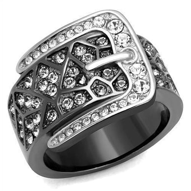 Womens Light Black Belt Ring Anillo Para Mujer y Ninos Kids 316L Stainless Steel Ring with Top Grade Crystal in Black Diamond Vanna - Jewelry Store by Erik Rayo