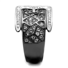 Load image into Gallery viewer, Womens Light Black Belt Ring Anillo Para Mujer y Ninos Kids 316L Stainless Steel Ring with Top Grade Crystal in Black Diamond Vanna - Jewelry Store by Erik Rayo

