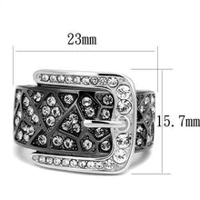 Load image into Gallery viewer, Womens Light Black Belt Ring Anillo Para Mujer Stainless Steel Ring with Top Grade Crystal in Black Diamond Vanna - Jewelry Store by Erik Rayo
