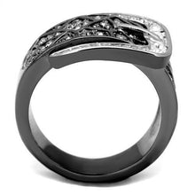 Load image into Gallery viewer, Womens Light Black Belt Ring Anillo Para Mujer y Ninos Kids Stainless Steel Ring with Top Grade Crystal in Black Diamond Vanna - ErikRayo.com
