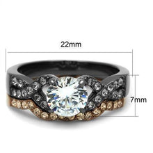 Load image into Gallery viewer, Womens Light Black Brown Ring Anillo Para Mujer y Ninos Kids 316L Stainless Steel Ring with AAA Grade CZ in Clear Abmel - Jewelry Store by Erik Rayo
