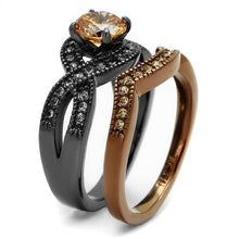 Load image into Gallery viewer, Womens Light Black Brown Ring Anillo Para Mujer Stainless Steel Ring with AAA Grade CZ in Champagne Abigail - Jewelry Store by Erik Rayo
