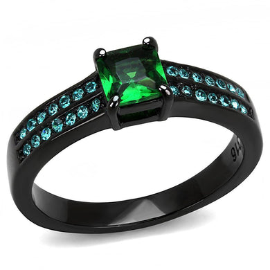 Womens Light Black Ring Anillo Para Mujer y Ninos Girls 316L Stainless Steel Ring Synthetic Glass in Emerald Hartley - Jewelry Store by Erik Rayo