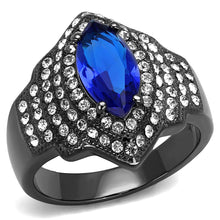 Load image into Gallery viewer, Womens Light Black Ring Anillo Para Mujer y Ninos Girls 316L Stainless Steel Ring Synthetic Glass in Sapphire Amora - Jewelry Store by Erik Rayo

