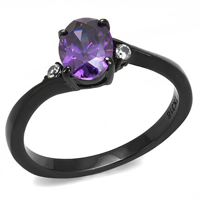 Womens Light Black Ring Anillo Para Mujer y Ninos Girls 316L Stainless Steel Ring with AAA Grade CZ in Amethyst Harlyn - Jewelry Store by Erik Rayo