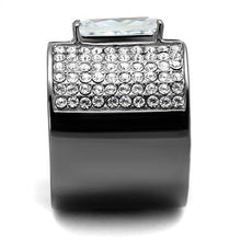 Load image into Gallery viewer, Womens Light Black Ring Anillo Para Mujer y Ninos Girls 316L Stainless Steel Ring with AAA Grade CZ in Clear Oda - Jewelry Store by Erik Rayo
