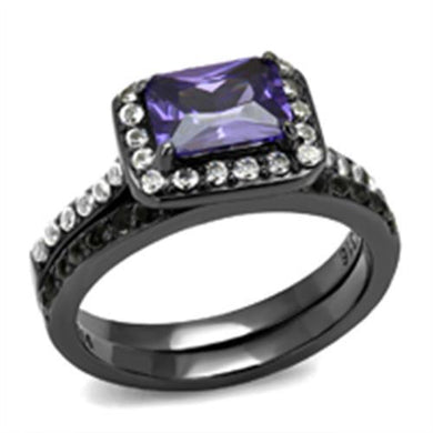 Womens Light Black Ring Anillo Para Mujer y Ninos Girls 316L Stainless Steel Ring with AAA Grade CZ in Tanzanite Kaia - Jewelry Store by Erik Rayo
