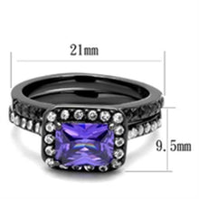 Load image into Gallery viewer, Womens Light Black Ring Anillo Para Mujer y Ninos Girls 316L Stainless Steel Ring with AAA Grade CZ in Tanzanite Kaia - Jewelry Store by Erik Rayo
