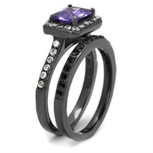 Load image into Gallery viewer, Womens Light Black Ring Anillo Para Mujer y Ninos Girls 316L Stainless Steel Ring with AAA Grade CZ in Tanzanite Kaia - Jewelry Store by Erik Rayo
