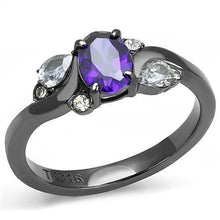 Load image into Gallery viewer, Womens Light Black Ring Anillo Para Mujer y Ninos Girls 316L Stainless Steel Ring with AAA Grade CZ in Tanzanite Weylyn - Jewelry Store by Erik Rayo

