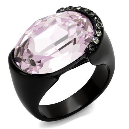 Womens Light Black Ring Anillo Para Mujer y Ninos Girls 316L Stainless Steel Ring with Top Grade Crystal in Light Amethyst Aaria - Jewelry Store by Erik Rayo