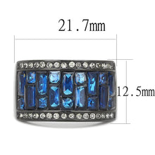 Load image into Gallery viewer, Womens Light Black Ring Anillo Para Mujer Stainless Steel Ring Glass in Montana Fleur - Jewelry Store by Erik Rayo
