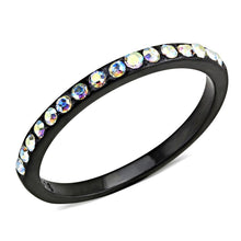 Load image into Gallery viewer, Womens Light Black Ring Anillo Para Mujer y Ninos Girls Stainless Steel Ring in Aurora Borealis (Rainbow Effect) Belinah - Jewelry Store by Erik Rayo
