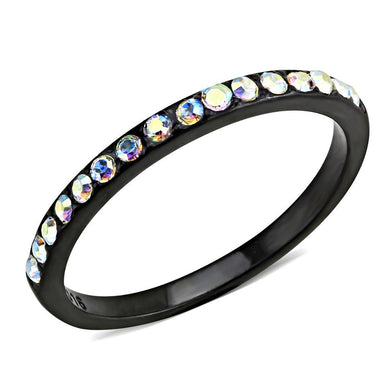 Womens Light Black Ring Anillo Para Mujer Stainless Steel Ring in Aurora Borealis (Rainbow Effect) Belinah - Jewelry Store by Erik Rayo