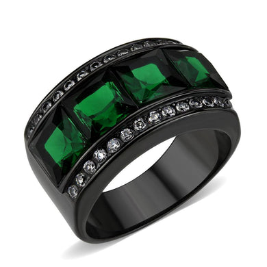 Womens Light Black Ring Anillo Para Mujer Stainless Steel Ring in Emerald Clara - Jewelry Store by Erik Rayo