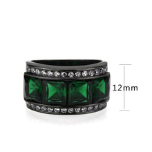 Load image into Gallery viewer, Womens Light Black Ring Anillo Para Mujer Stainless Steel Ring in Emerald Clara - Jewelry Store by Erik Rayo
