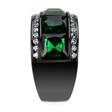 Load image into Gallery viewer, Womens Light Black Ring Anillo Para Mujer Stainless Steel Ring in Emerald Clara - Jewelry Store by Erik Rayo
