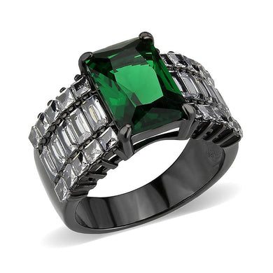 Womens Light Black Ring Anillo Para Mujer Stainless Steel Ring in Emerald Dency - Jewelry Store by Erik Rayo