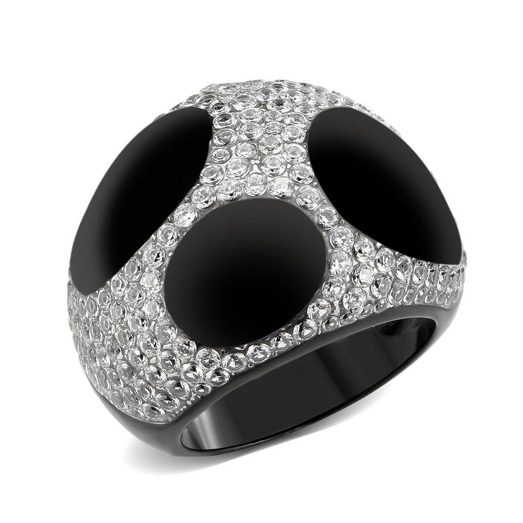 Womens Light Black Ring Anillo Para Mujer y Ninos Girls Stainless Steel Ring ith AAA Grade CZ in Clear Miriamn - ErikRayo.com