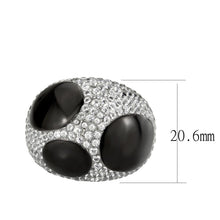 Load image into Gallery viewer, Womens Light Black Ring Anillo Para Mujer Stainless Steel Ring ith AAA Grade CZ in Clear Miriamn - Jewelry Store by Erik Rayo
