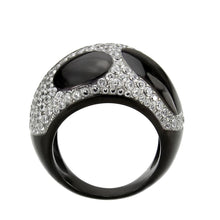 Load image into Gallery viewer, Womens Light Black Ring Anillo Para Mujer y Ninos Girls Stainless Steel Ring ith AAA Grade CZ in Clear Miriamn - ErikRayo.com
