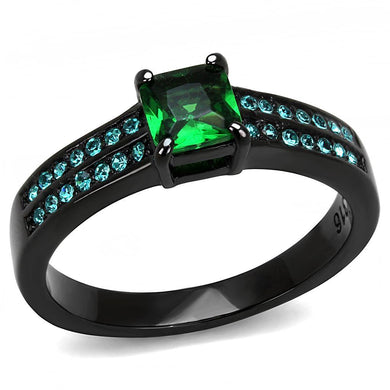 Womens Light Black Ring Anillo Para Mujer Stainless Steel Ring Synthetic Glass in Emerald Hartley - Jewelry Store by Erik Rayo