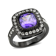 Load image into Gallery viewer, Womens Light Black Ring Anillo Para Mujer Stainless Steel Ring with AAA Grade CZ in Amethyst Kaylee - Jewelry Store by Erik Rayo
