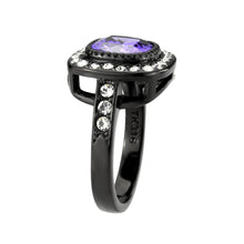 Load image into Gallery viewer, Womens Light Black Ring Anillo Para Mujer Stainless Steel Ring with AAA Grade CZ in Amethyst Kaylee - Jewelry Store by Erik Rayo
