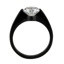Load image into Gallery viewer, Womens Light Black Ring Anillo Para Mujer Stainless Steel Ring with AAA Grade CZ in Clear Bianca - Jewelry Store by Erik Rayo
