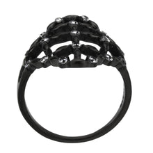 Load image into Gallery viewer, Womens Light Black Ring Anillo Para Mujer Stainless Steel Ring with AAA Grade CZ in Clear Dahlia - Jewelry Store by Erik Rayo
