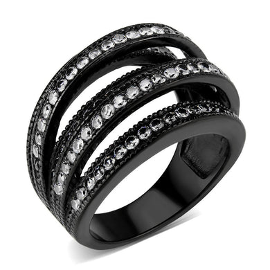 Womens Light Black Ring Anillo Para Mujer Stainless Steel Ring with AAA Grade CZ in Clear Davina - Jewelry Store by Erik Rayo