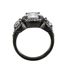 Load image into Gallery viewer, Womens Light Black Ring Anillo Para Mujer Stainless Steel Ring with AAA Grade CZ in Clear Faith - Jewelry Store by Erik Rayo
