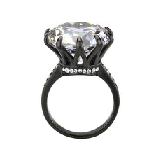 Load image into Gallery viewer, Womens Light Black Ring Anillo Para Mujer y Ninos Girls Stainless Steel Ring with AAA Grade CZ in Clear Hannah - ErikRayo.com
