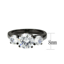 Load image into Gallery viewer, Womens Light Black Ring Anillo Para Mujer y Ninos Girls Stainless Steel Ring with AAA Grade CZ in Clear Isla - ErikRayo.com
