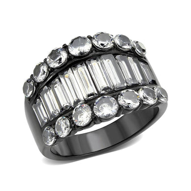 Womens Light Black Ring Anillo Para Mujer Stainless Steel Ring with AAA Grade CZ in Clear Lillian - Jewelry Store by Erik Rayo