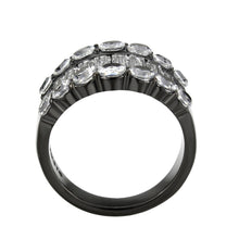 Load image into Gallery viewer, Womens Light Black Ring Anillo Para Mujer Stainless Steel Ring with AAA Grade CZ in Clear Lillian - Jewelry Store by Erik Rayo
