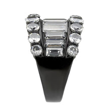 Load image into Gallery viewer, Womens Light Black Ring Anillo Para Mujer Stainless Steel Ring with AAA Grade CZ in Clear Lillian - Jewelry Store by Erik Rayo
