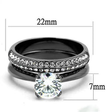Load image into Gallery viewer, Womens Light Black Ring Anillo Para Mujer Stainless Steel Ring with AAA Grade CZ in Clear Nimah - Jewelry Store by Erik Rayo
