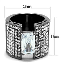 Load image into Gallery viewer, Womens Light Black Ring Anillo Para Mujer y Ninos Girls Stainless Steel Ring with AAA Grade CZ in Clear Oda - Jewelry Store by Erik Rayo
