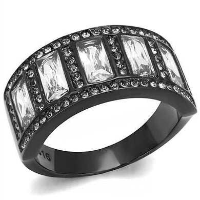 Womens Light Black Ring Anillo Para Mujer Stainless Steel Ring with AAA Grade CZ in Clear Valentina - Jewelry Store by Erik Rayo