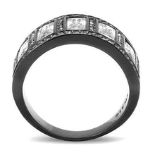Load image into Gallery viewer, Womens Light Black Ring Anillo Para Mujer y Ninos Girls Stainless Steel Ring with AAA Grade CZ in Clear Valentina - ErikRayo.com
